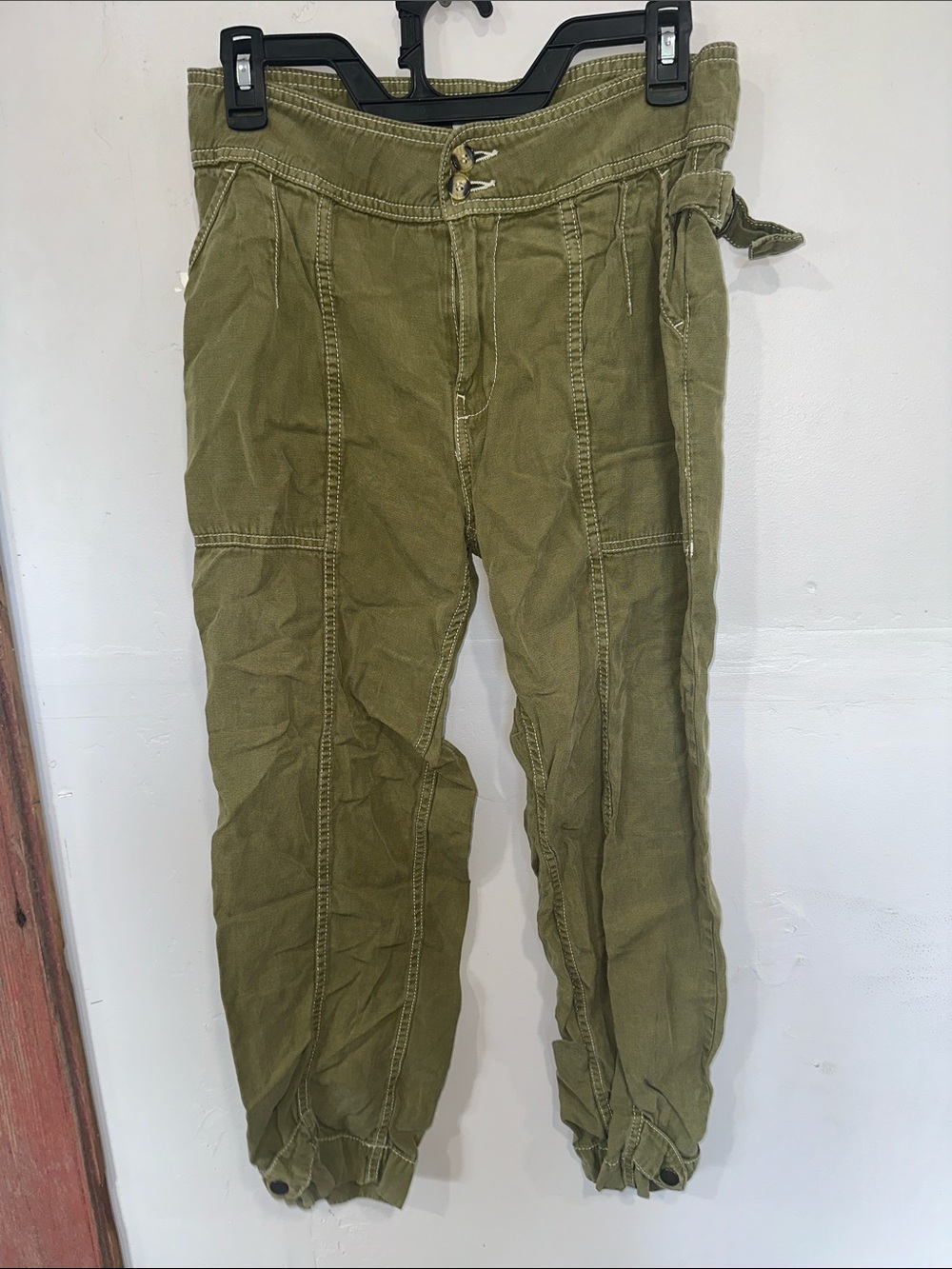 Anthropologie Olive Green Utility Capri Pants